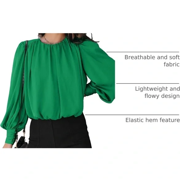 Elegant Green Women's Blouse - Picture 2 of 4